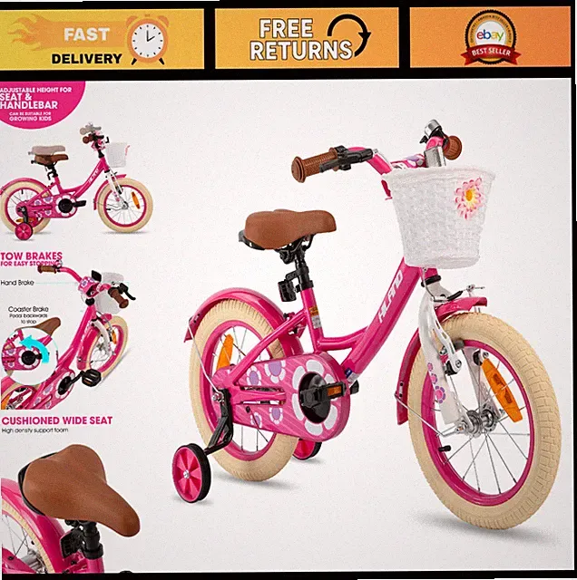 16" Kids Bike with Training Wheels, Basket & Bell - Perfect for Toddlers 4-7 Yea